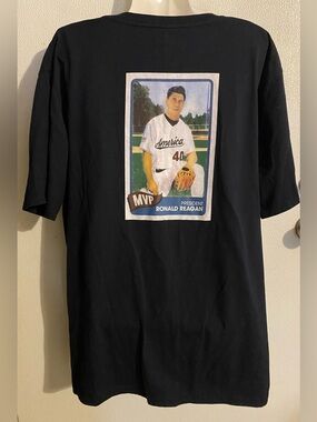 Ronald Reagan XXL Rowdy Gentleman black baseball pocket tee shirt